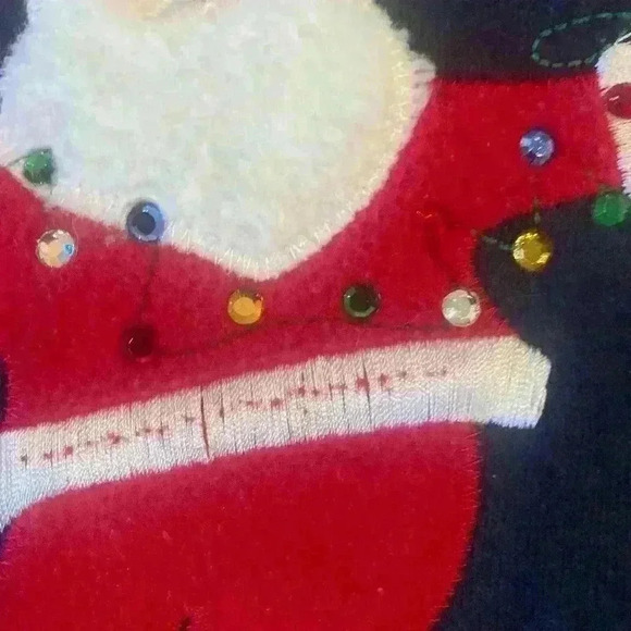 Christmas Santa Embroidered Fleece lined Sweatshirt size XL Ugly Christmas Sweat - Picture 3 of 5